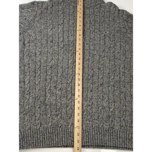 Vineyard Vines Sweater Mens XXL Quarter Zip Cable Knit Wool Blend Flecked Gray - Picture 12 of 16